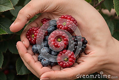 Close-up of a ripe summer berry in hand Stock Photo