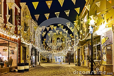 photo of Cobblestone street in district Kapana, city of Plovdiv, Bulgaria Editorial Stock Photo