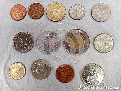Photo coins from several countries Stock Photo