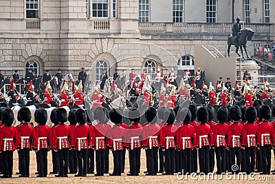 Coldstream Guards at the Trooping the Colour, military ceremony at Horse Guards Parade, London, UK. Editorial Stock Photo