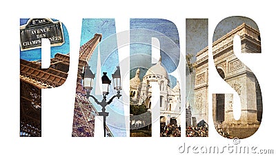 Photo collage letters PARIS Stock Photo