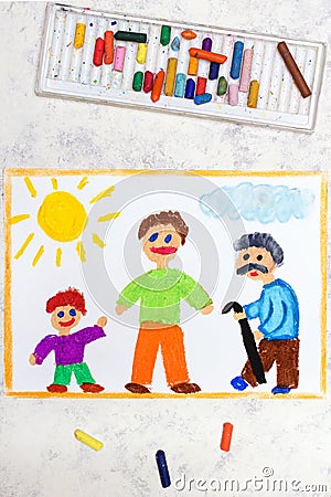 Photo of colorful drawing: Aging process and life cycle. Stock Photo