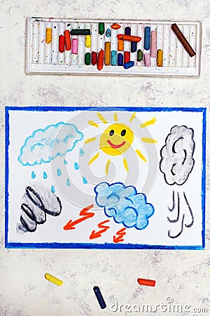 Photo of colorful drawing: Seasons and weather Cartoon Illustration