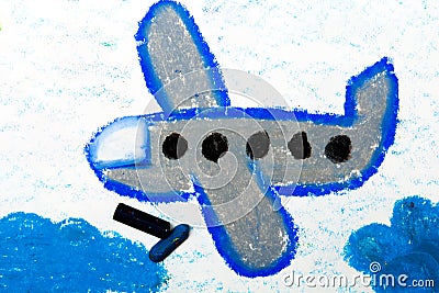 Drawing: Small blue airplane Stock Photo