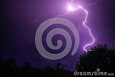 Colorful purple pink lightning Stock Photo