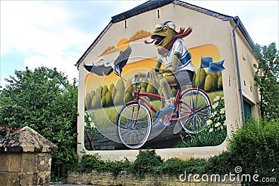 Mural of Alain Welter in Koler, Luxembourg Editorial Stock Photo