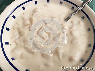 Common Clam Chowder Soup Stock Photo
