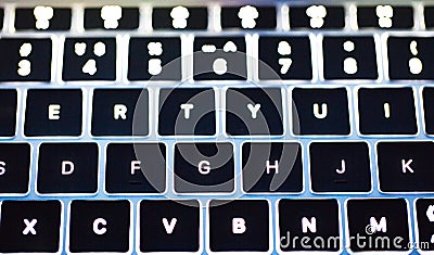 Photo of computer keyboard clavier Backlit keyboard Stock Photo