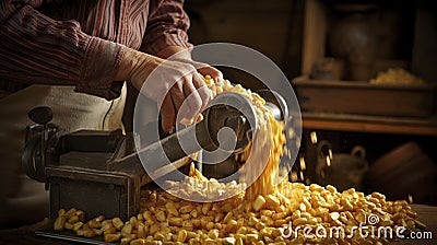 A Photo of a Corn Sheller Removing Corn Kernels Stock Photo