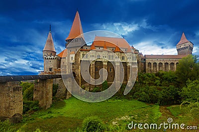 Photo of Corvin Castle which is histirical landmark Stock Photo