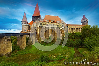 Photo of Corvin Castle which is histirical landmark Stock Photo