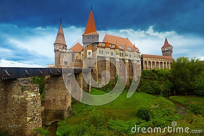 Photo of Corvin Castle which is histirical landmark Stock Photo