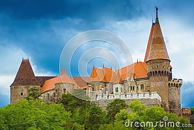 Photo of Corvin Castle which is histirical landmark Stock Photo