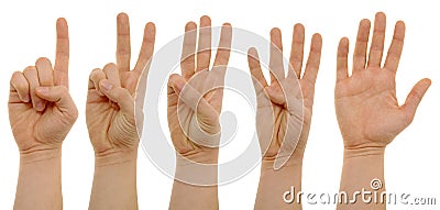 A photo of counting hands with clipping paths Stock Photo