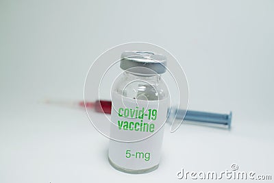 Photo about covid-19 vaccine. Covid-19 is deadly disease caused by coronavirus family. Covid-19 is pandemic. Stock Photo