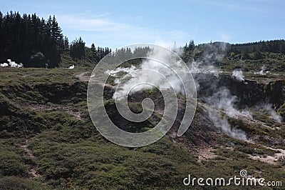 Photo of the Craters of the Moon Lake Taupo New Zealand Stock Photo