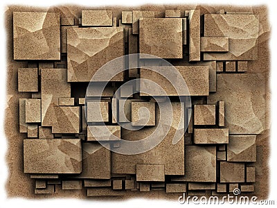 Photo 3D cubes effect Sandstone. 3D rendering. Stock Photo