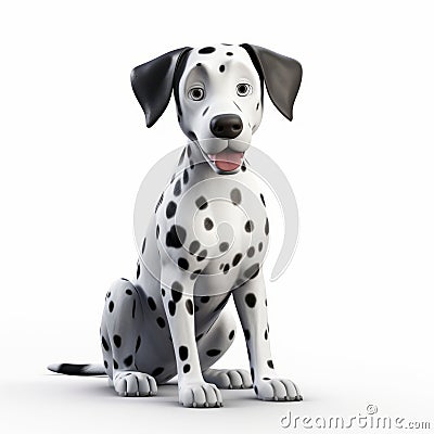 3d Dalmatian Sitting Down - Xbox 360 Graphics Style Cartoon Illustration