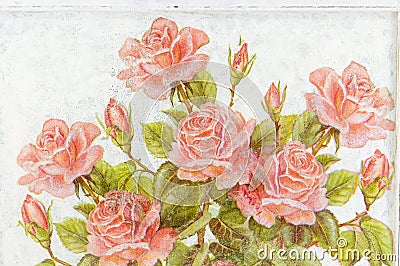 Photo of a decoupage decorated flower pattern Stock Photo