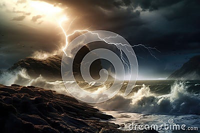 Beauty and raw power of natural elements fighting for dominance. Generative AI Stock Photo