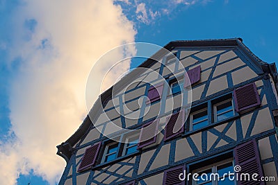 Colmar Vivid Yellow House in Old Town Stock Photo