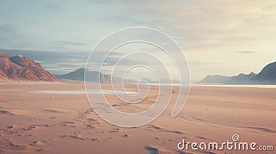 Dreamy Desert Landscape With Footprints Stock Photo