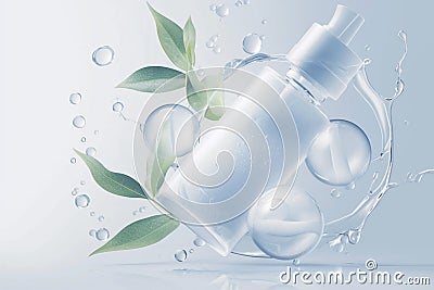 Photo Detailed 3D rendering features skin care product and molecular compound Stock Photo