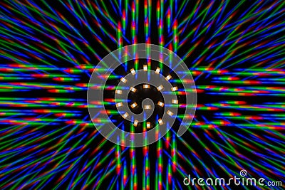 Photo diffraction pattern of the LED array, obtained by the grating Stock Photo