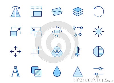 Photo edit line icon set. Flip, crop image, color filter, adjust effects, contrast minimal vector illustration. Simple Vector Illustration