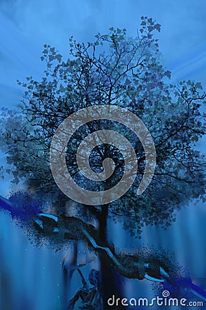 Photo edit of a magical tree Stock Photo