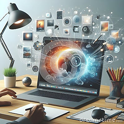 minimal design. 3d rendering Software concept Generative ai for illustrations Cartoon Illustration