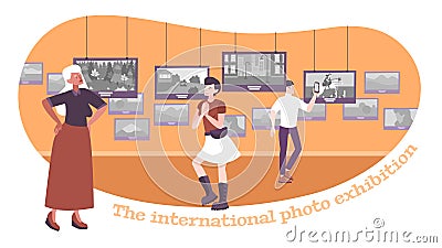 Photo Exhibition Flat Composition Vector Illustration