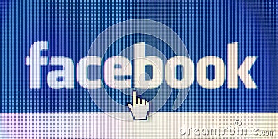Photo of Facebook sign and pointer on computer screen connected to the internet Editorial Stock Photo
