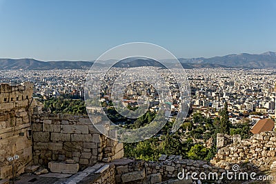 Photo from famous Lycabettus hill to Athens center Stock Photo