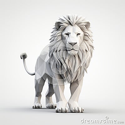 Stylish Cel Shaded 3d Lion Pose In Full Body View Stock Photo