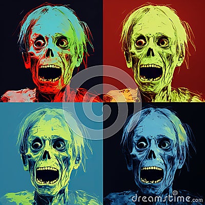 Zombie Pop Art Luminous Portraits In Andy Warhol Style Stock Photo