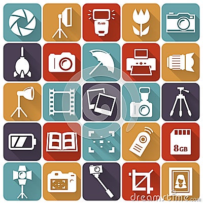 Photo flat icons. Vector set. Vector Illustration