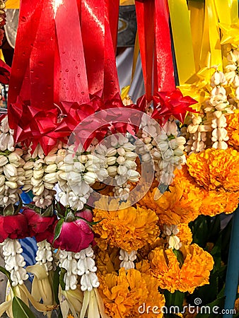 Photo flowers for offerings to the gods Stock Photo