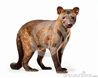 photo of fossa Cryptoprocta ferox isolated on white background. Generative AI Stock Photo