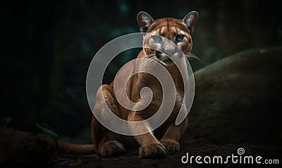 photo of fossa Cryptoprocta ferox in its natural habitat. Generative AI Stock Photo