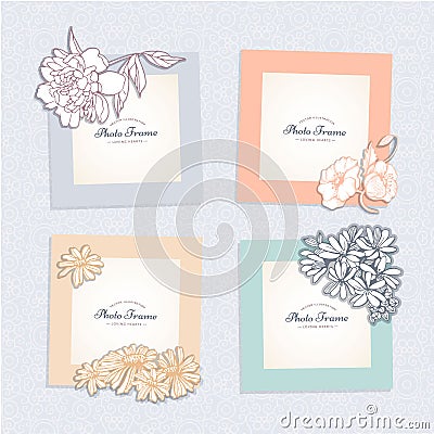Photo frame with flower. Vector Illustration