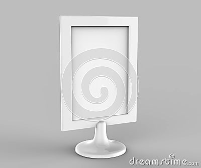 Photo Frame Holder Stand and Metal Counter top Sign Holder round bottom or vertical banner display. 3d render illustration Stock Photo