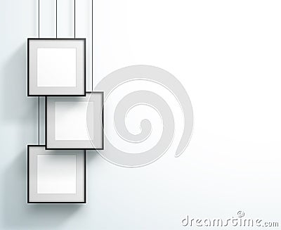 Photo Frame 3 Set Hanging Overlapping Square Design Vector Illustration