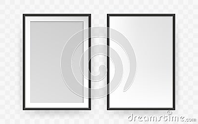 Photo frame square mockup. Realistic A4 empty framing, 3d blank photograph design template. Vector illustration Vector Illustration