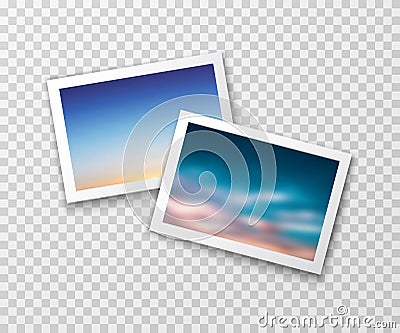 Photo frames with blurred landscapes. Vector photography template. Nostalgia background Vector Illustration