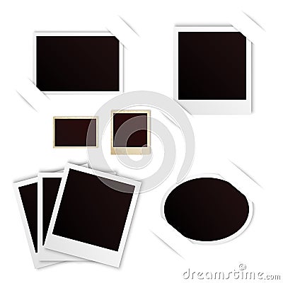 Photo frames polaroid vintage set Vector Illustration