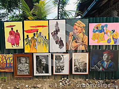 Photo gallery shop Burmese style Editorial Stock Photo