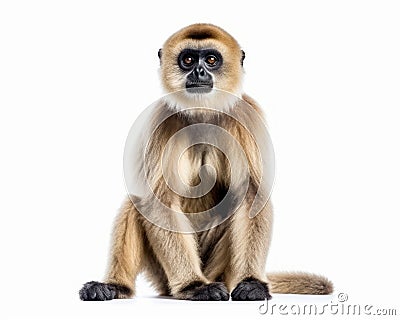 photo of gibbon isolated on white background. Generative AI Stock Photo