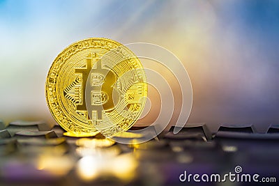 Photo Golden Bitcoins , BTC coins Stock Photo