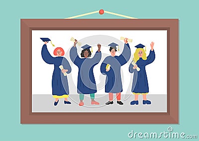 Photo of graduated students Vector Illustration